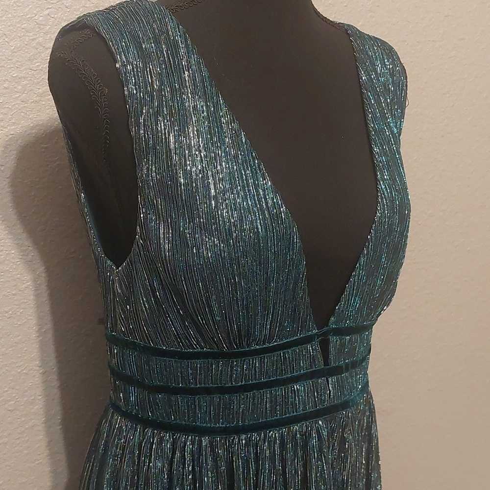 Lulu's Smokeshow Teal metallic mini dress New Medium Homecoming Formal - Picture 6 of 12